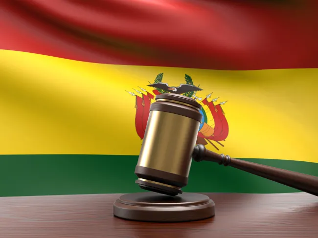 Bolivian flag and gavel